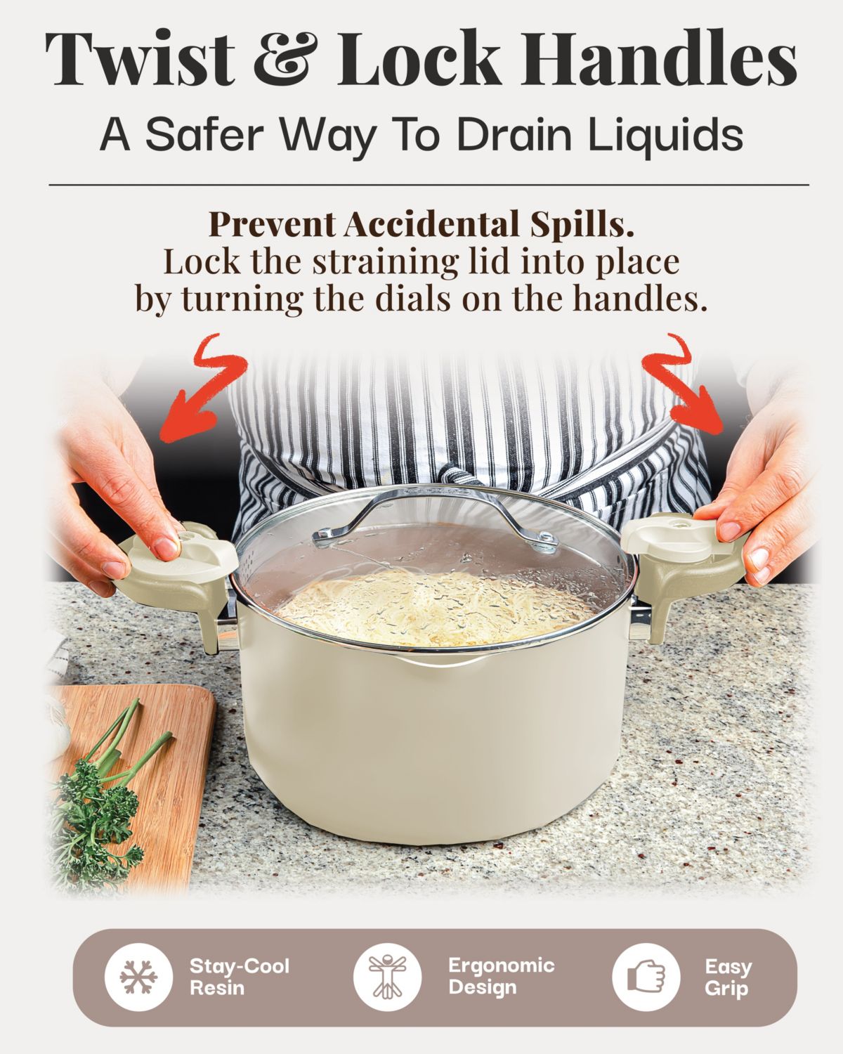 Gotham Steel Natural Collection 5qt Pasta Pot in Cream