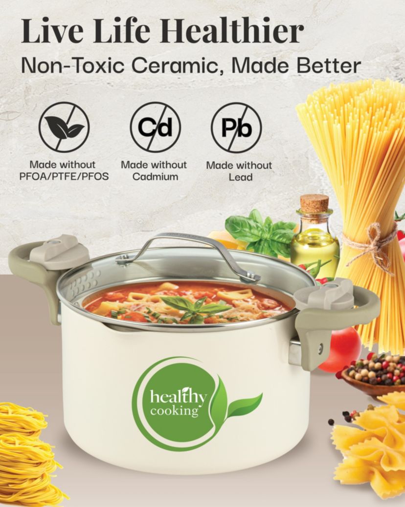 Gotham Steel Natural Collection 5qt Pasta Pot in Cream