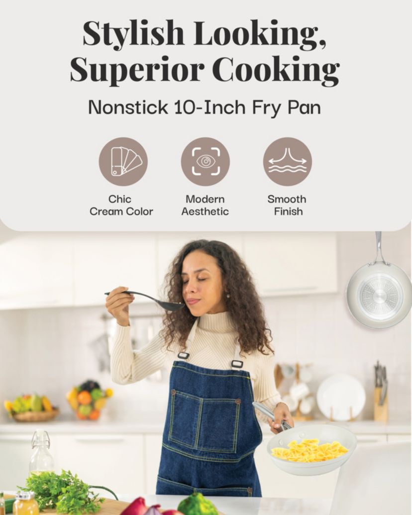 Gotham Steel Natural Collection 10 in Frying Pan in Cream