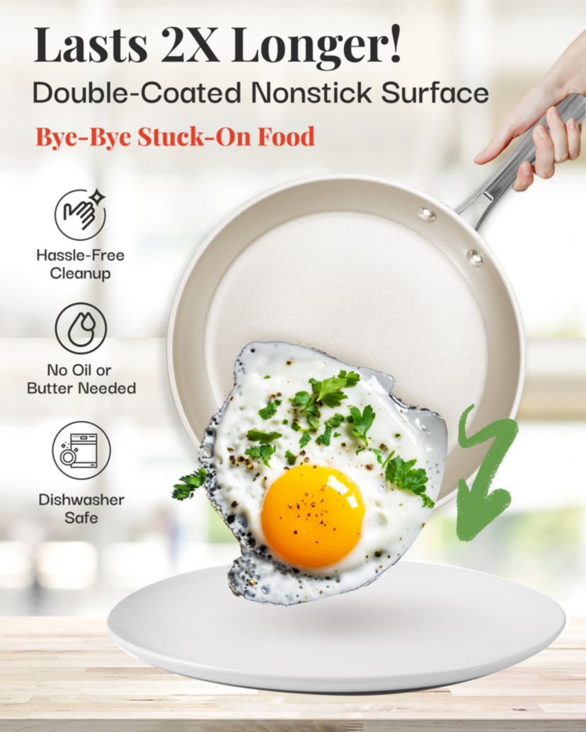 Gotham Steel Natural Collection 10 in Frying Pan in Cream