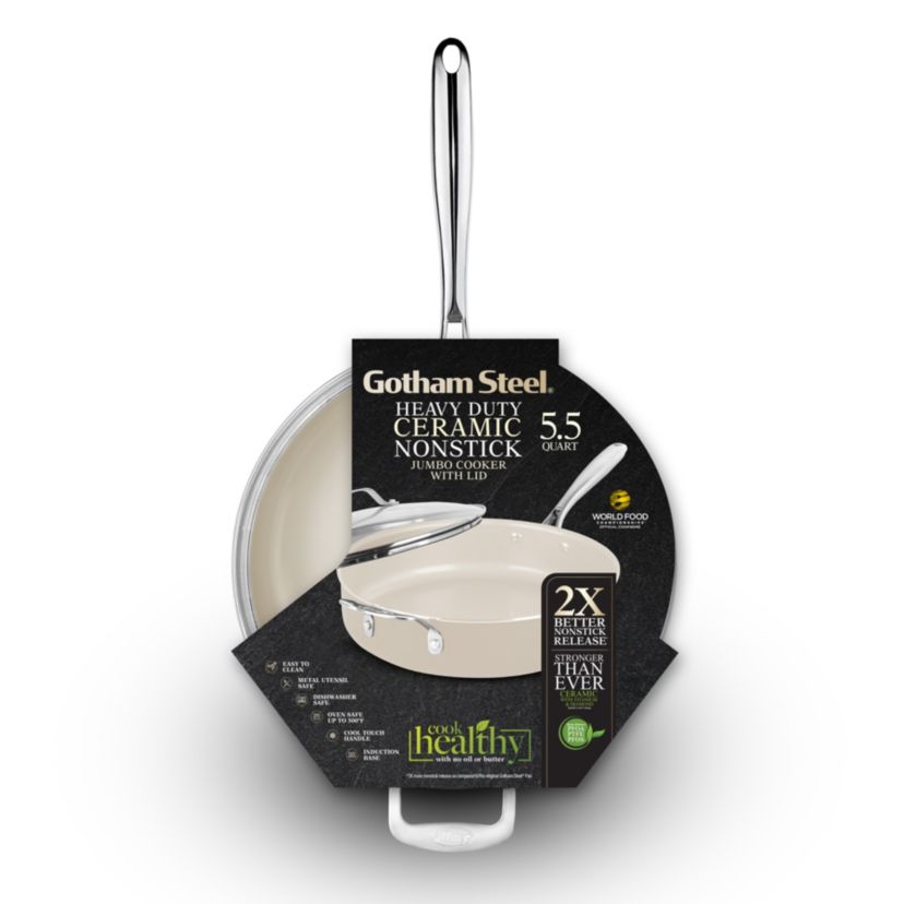Gotham Steel Natural Collection 5.5 qt Jumbo Cooker with Lid in Cream