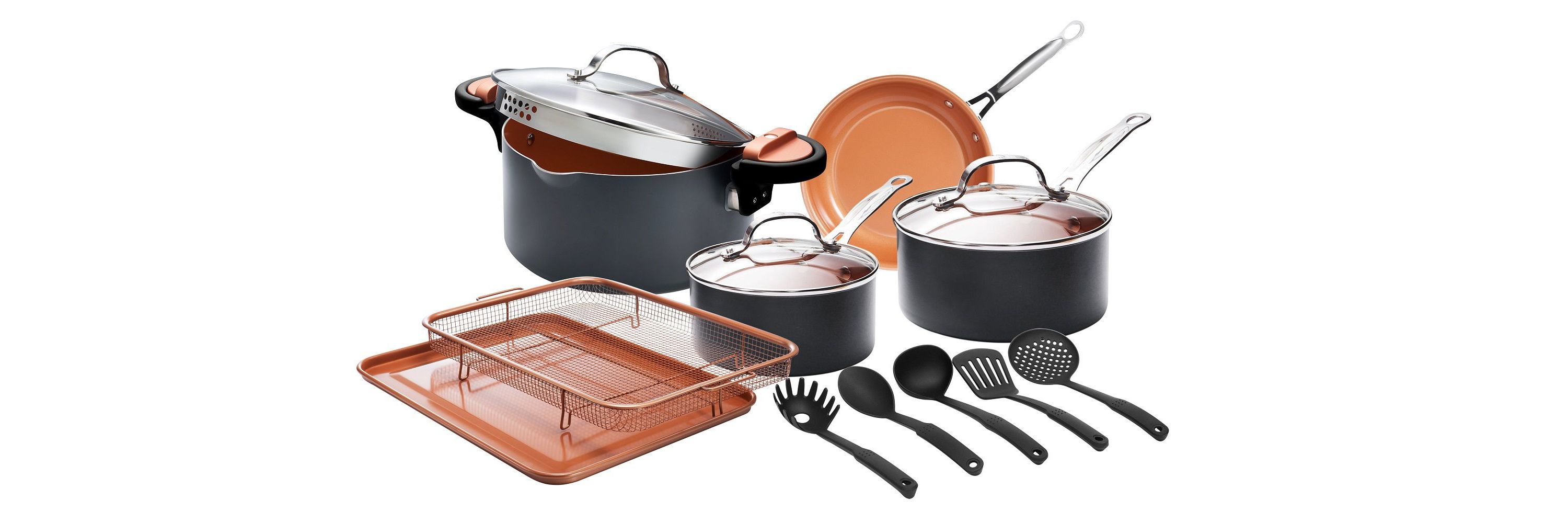 Gotham Steel 14-Piece Ti-Ceramic Nonstick Cookware Set with Utensils