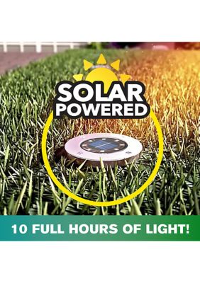 Disk Lights Stainless Steel Solar Powered Outdoor Integrated LED Path Disk Lights 8-Pack