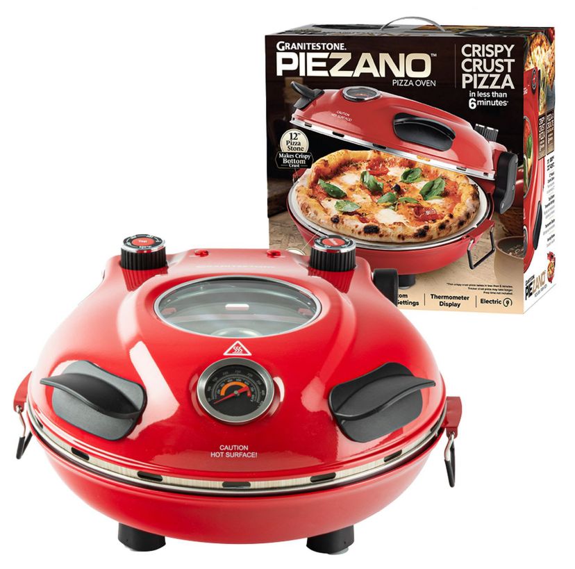 Piezano 12 in. Portable Countertop Stone Bake Indoor Grill Electric Oven Pizza Maker