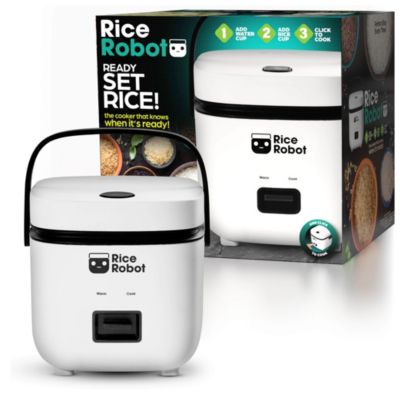 Gotham Steel 4-Cup Space Saving Rice Cooker with Ceramic Nonstick Inner Pot, White