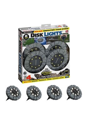 Disk Lights Stone Solar Powered Outdoor Integrated LED Path Disk Lights -Pack