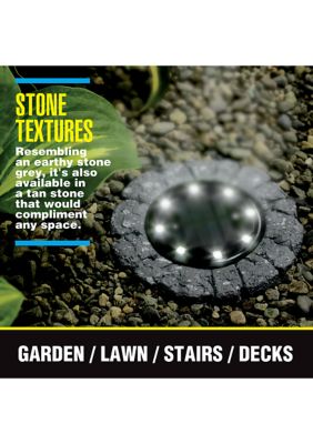 Disk Lights Stone Solar Powered Outdoor Integrated LED Path Disk Lights -Pack