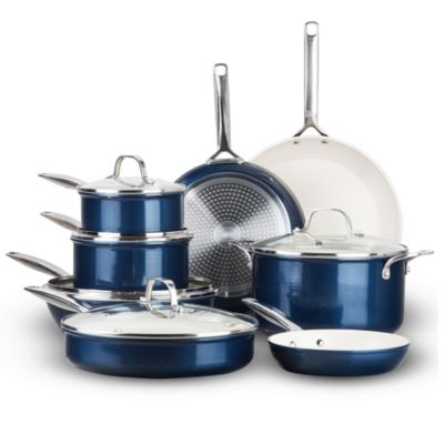 Gotham Steel Pro Natural Collection 13-Piece Ceramic Coating Nonstick Cookware Set, Navy Blue