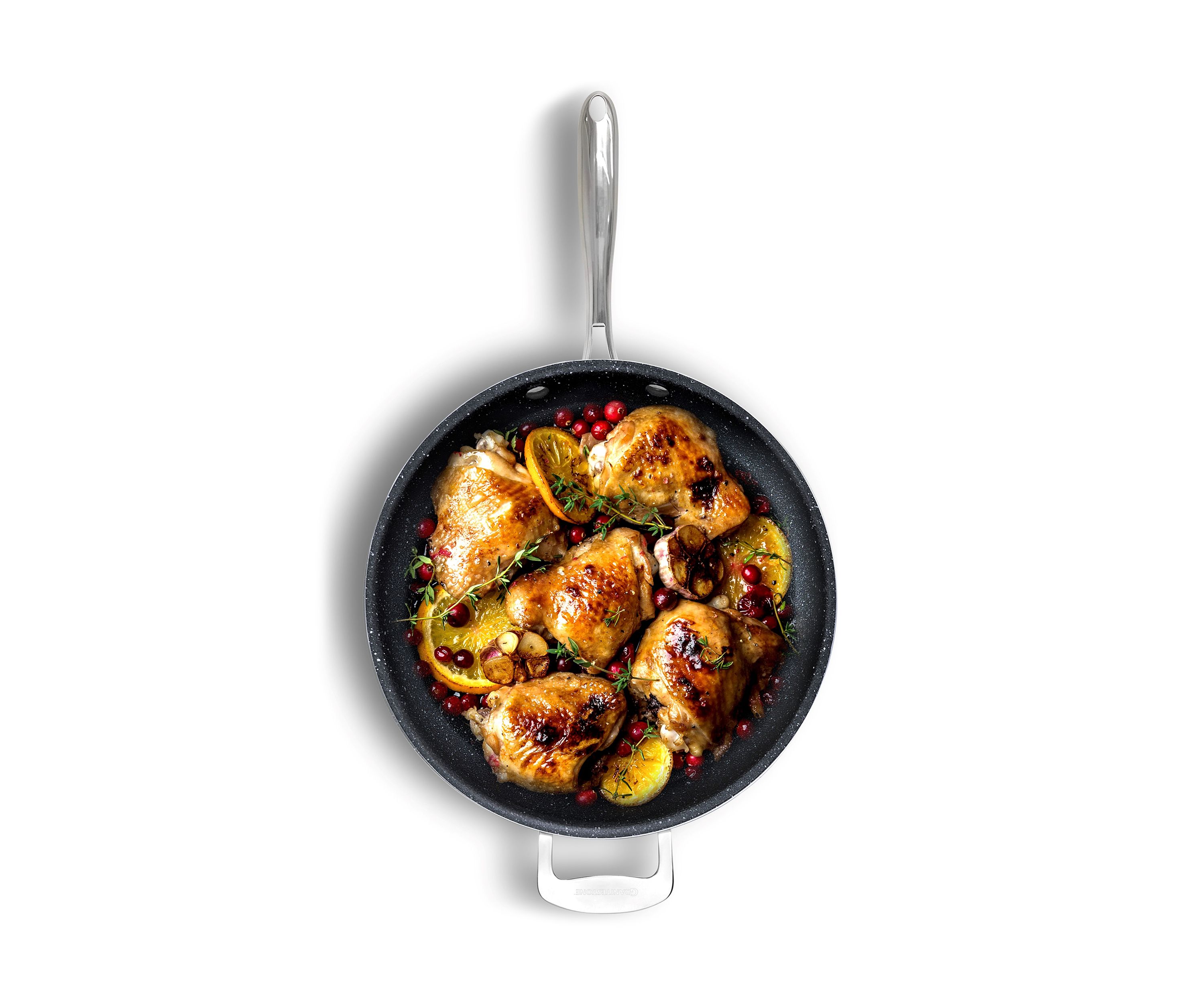 14 Inch Ultra-Durable Mineral And Diamond Infused Family Skillet With Helper Handle