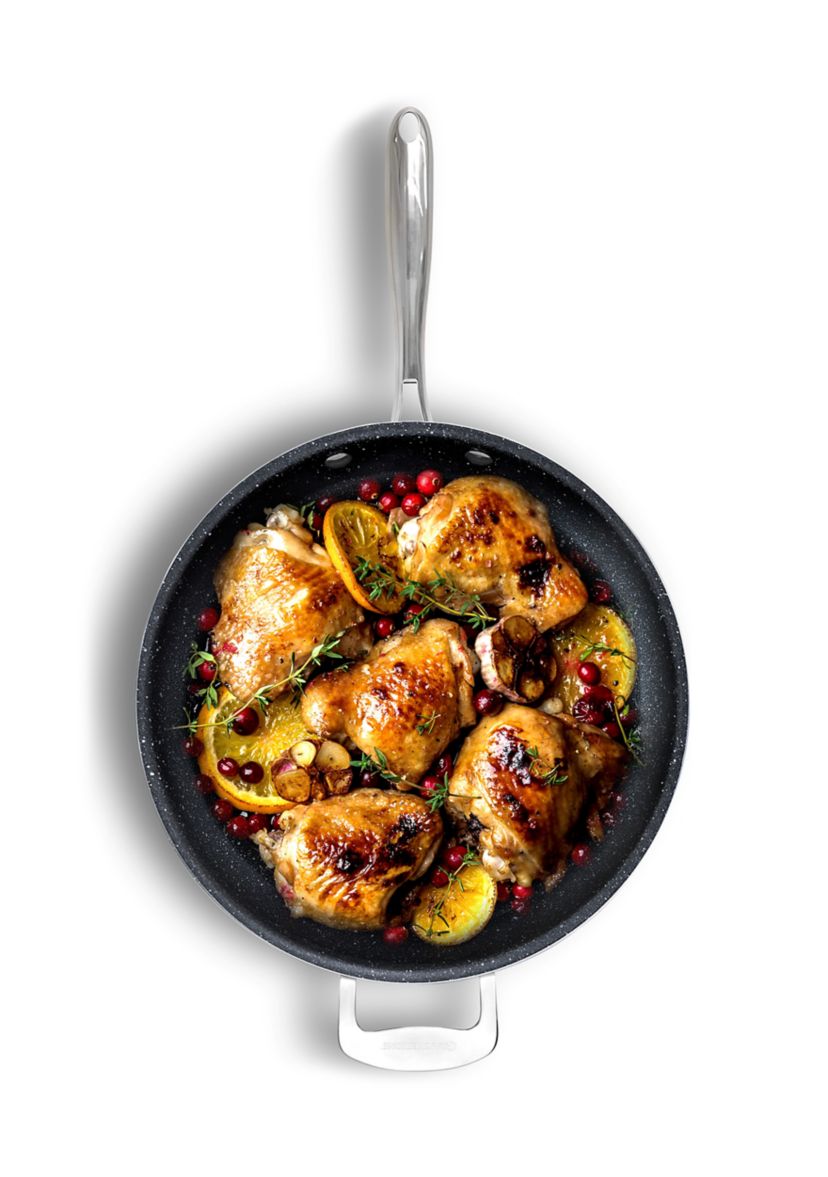 14 Inch Ultra-Durable Mineral And Diamond Infused Family Skillet With Helper Handle