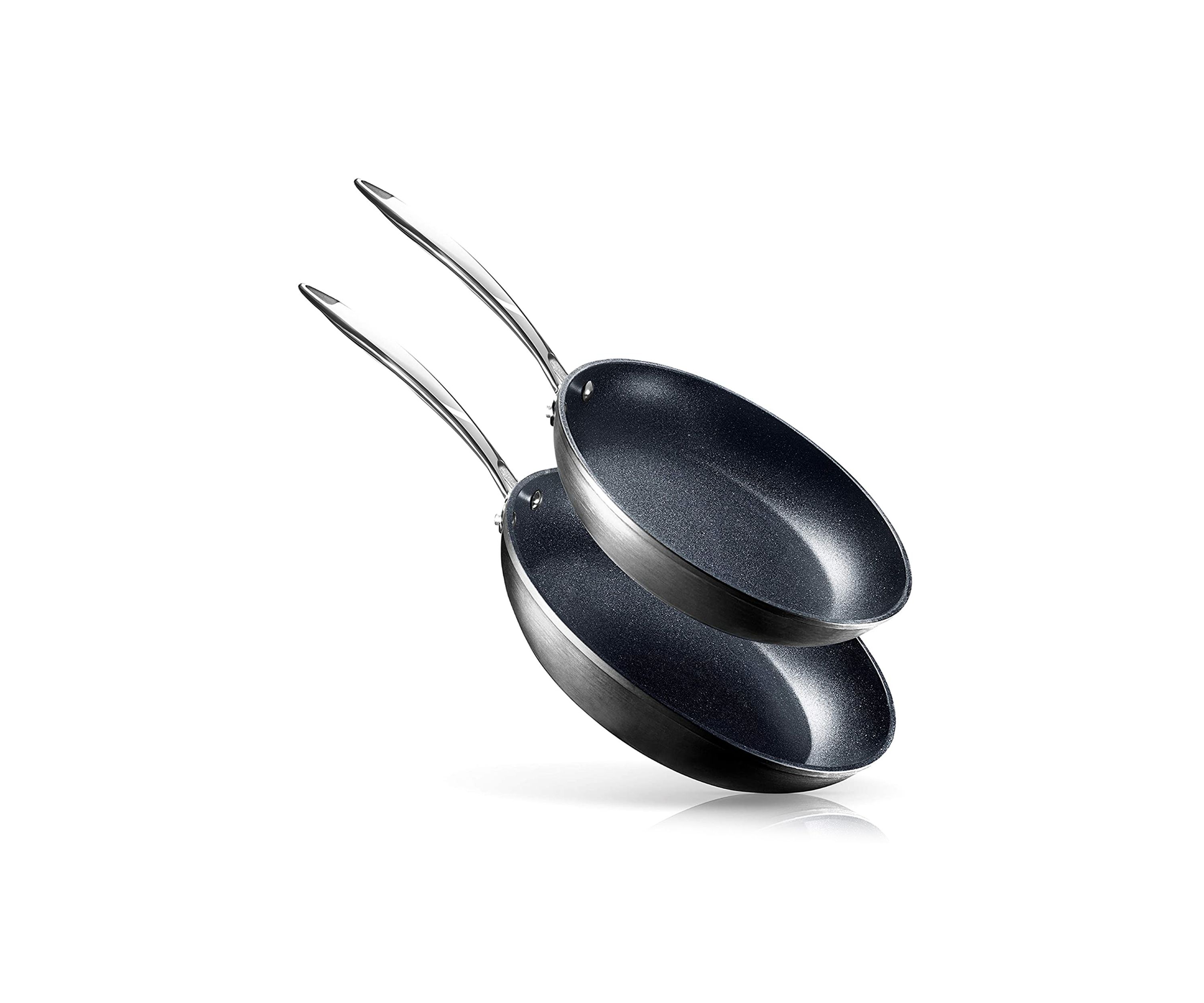 Professional 2-Piece Aluminum Hard Anodized Diamond and Mineral Coating Ultimate Nonstick Premium Frying Pans