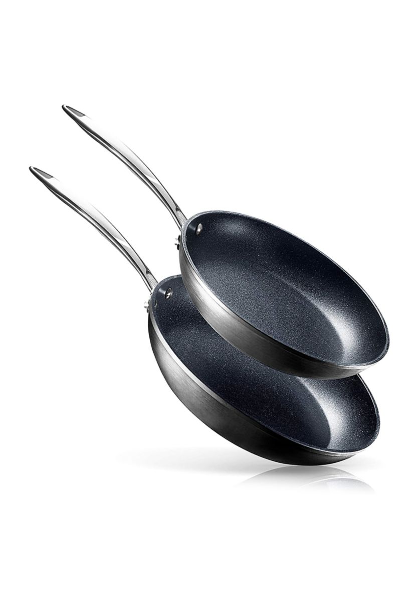 Professional 2-Piece Aluminum Hard Anodized Diamond and Mineral Coating Ultimate Nonstick Premium Frying Pans