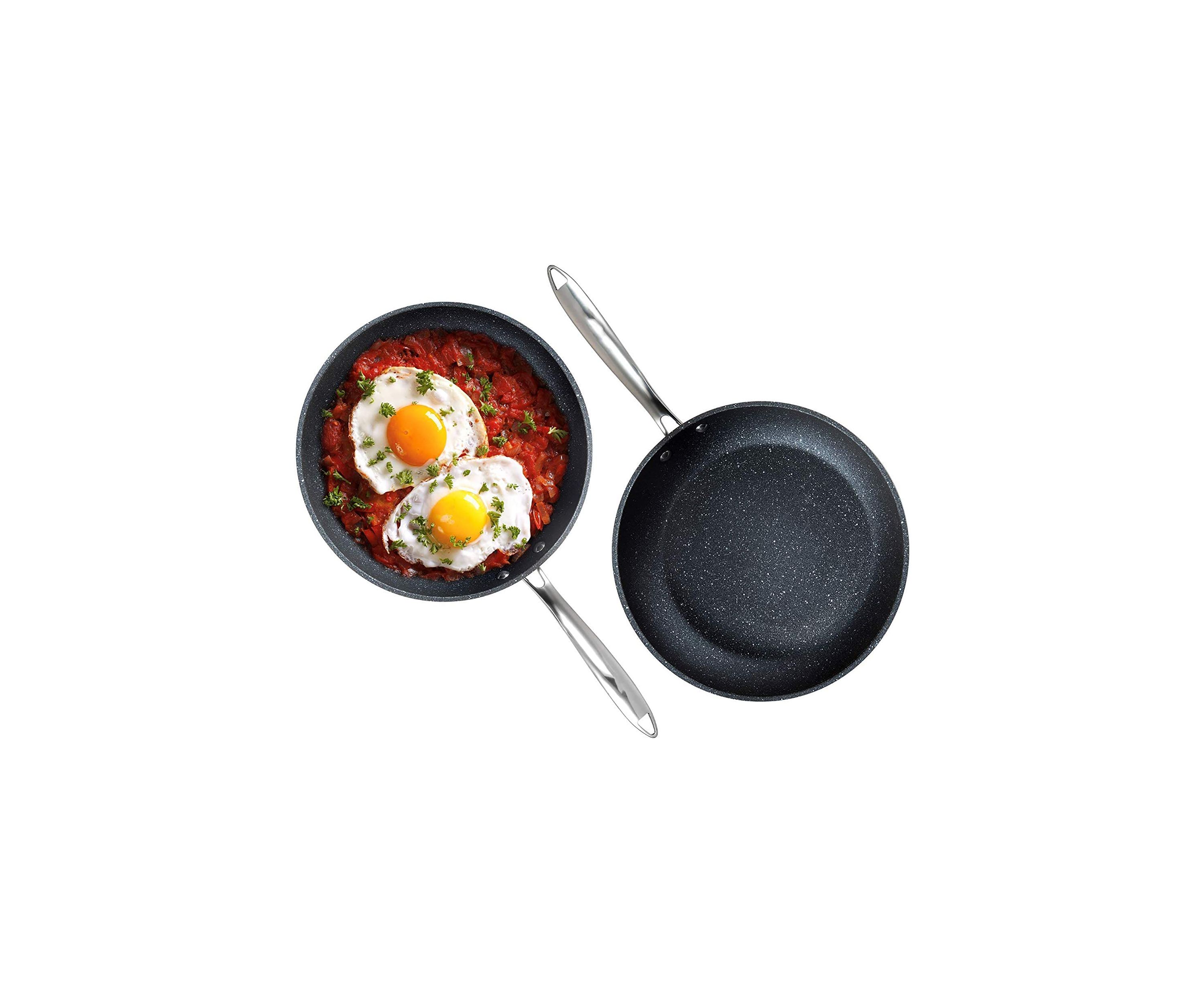 Professional 2-Piece Aluminum Hard Anodized Diamond and Mineral Coating Ultimate Nonstick Premium Frying Pans