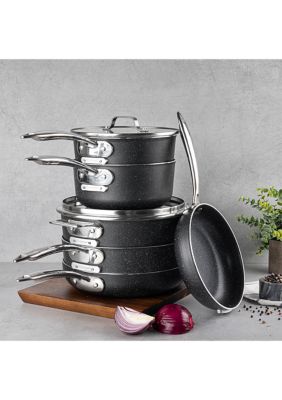 Granitestone Stackable Pots and Pans Set Nonstick, 10 Piece Space Saving  Complete Kitchen Cookware Set with Ultra Nonstick Mineral & Diamond  Coating