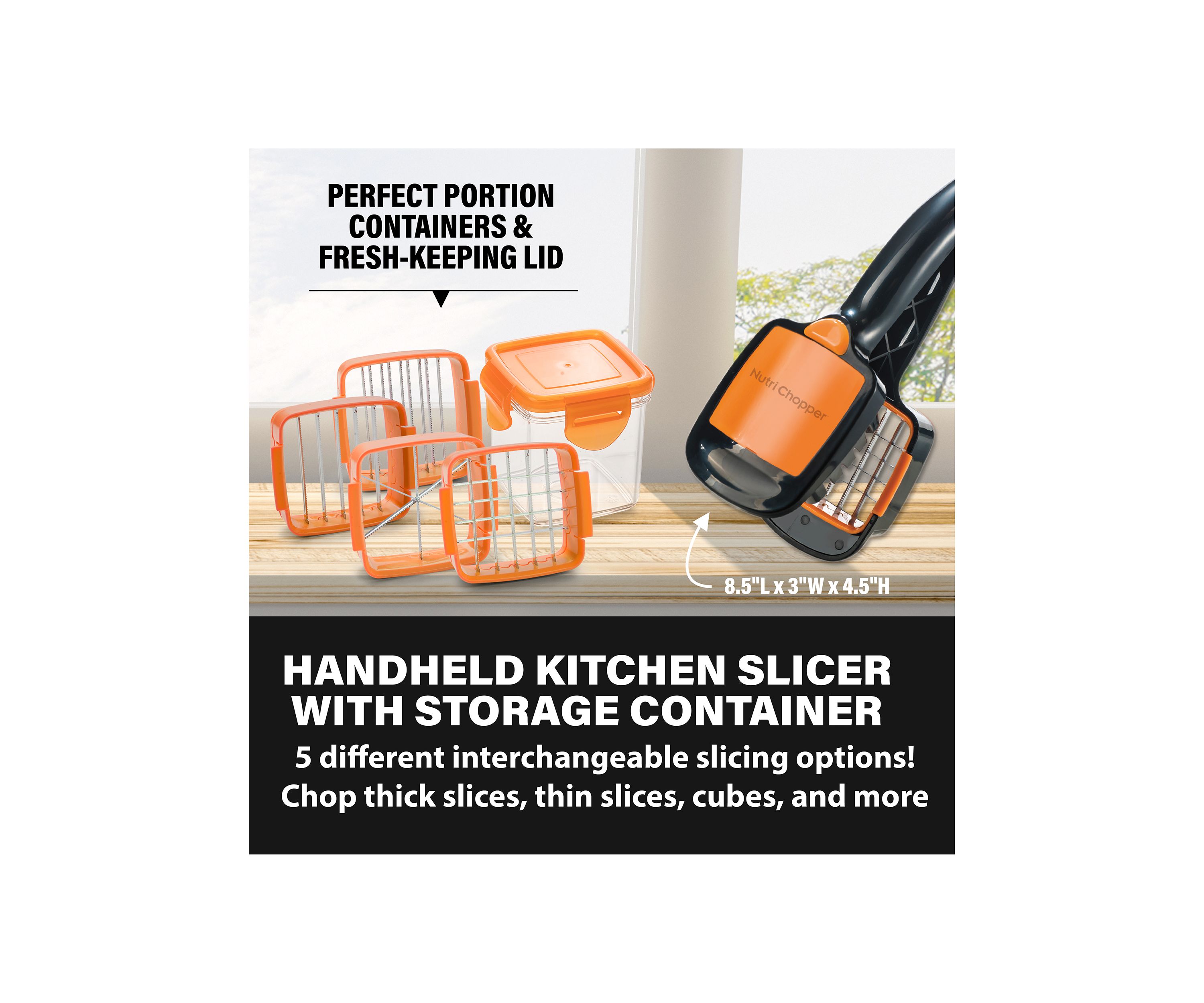 Nutri Chopper 5-in-1 Compact Portable Handheld Kitchen Slicer with Storage Container
