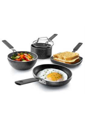 5-Piece Mini Stackmaster Mineral And Diamond Infused Stackable Cookware Set