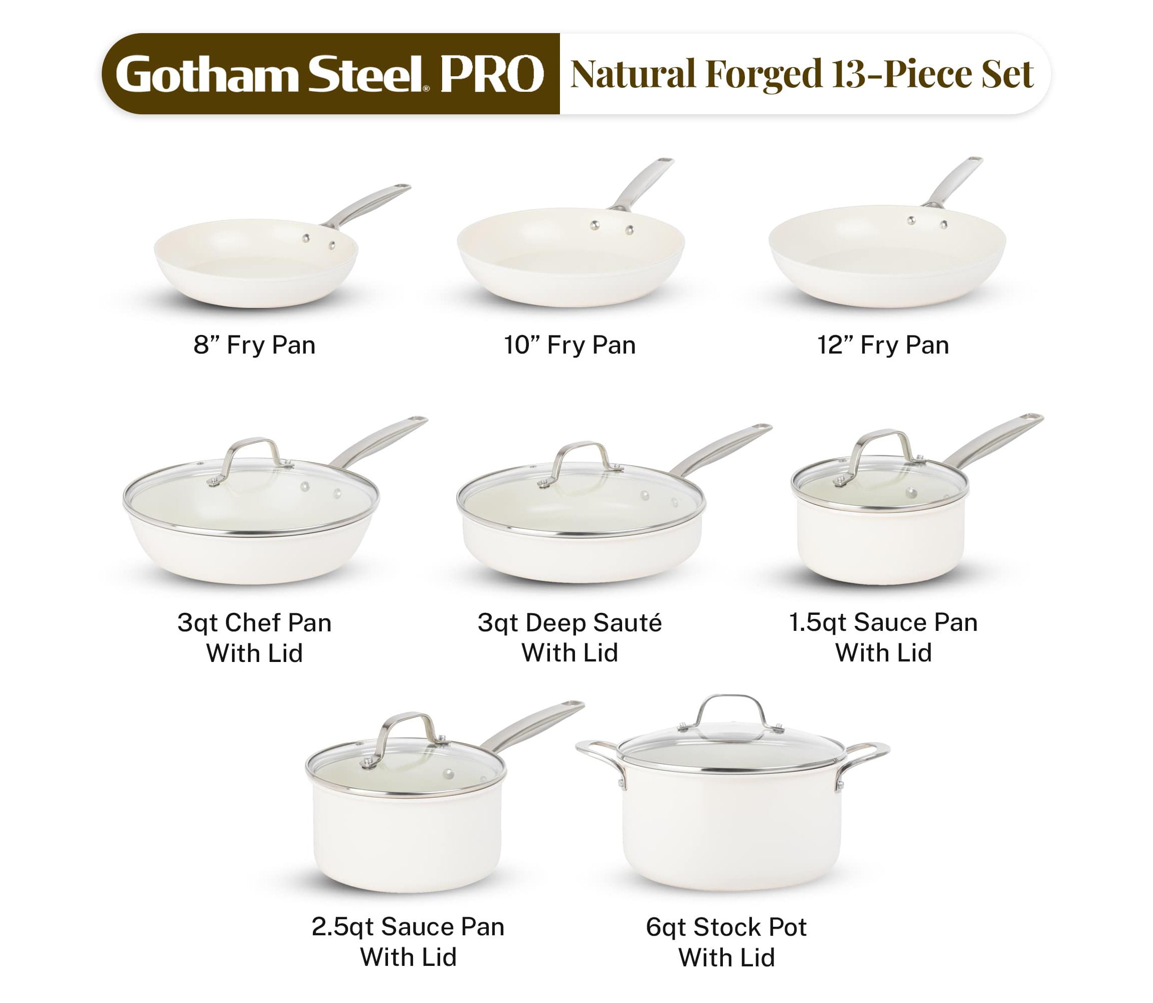 Pro Natural Collection 13-Piece Ceramic Coating Nonstick Cookware Set