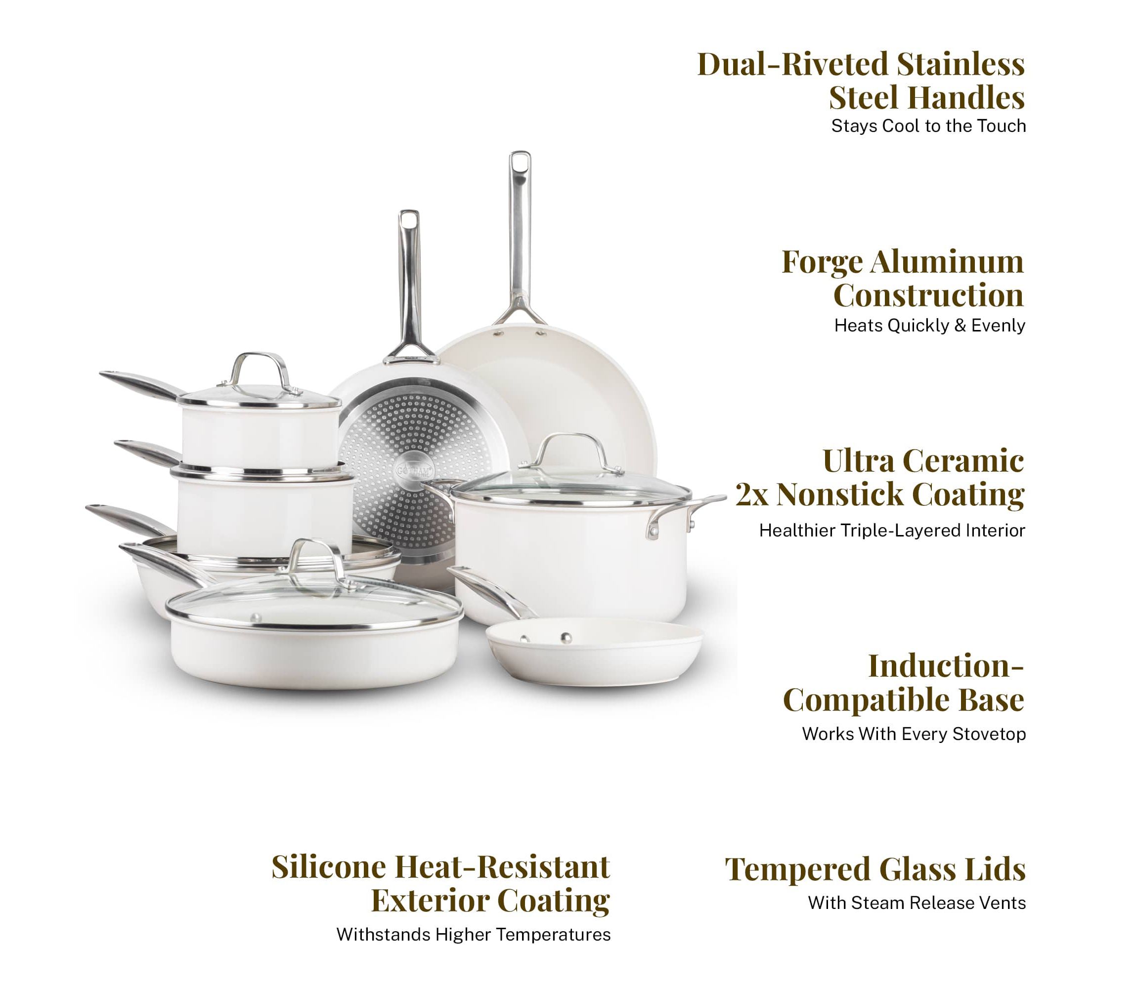 Pro Natural Collection 13-Piece Ceramic Coating Nonstick Cookware Set