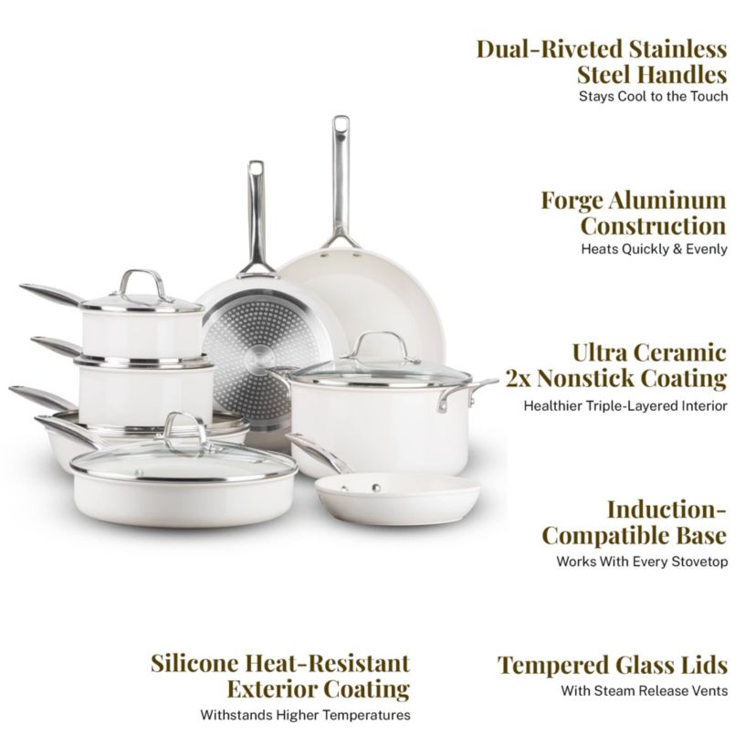 Pro Natural Collection 13-Piece Ceramic Coating Nonstick Cookware Set