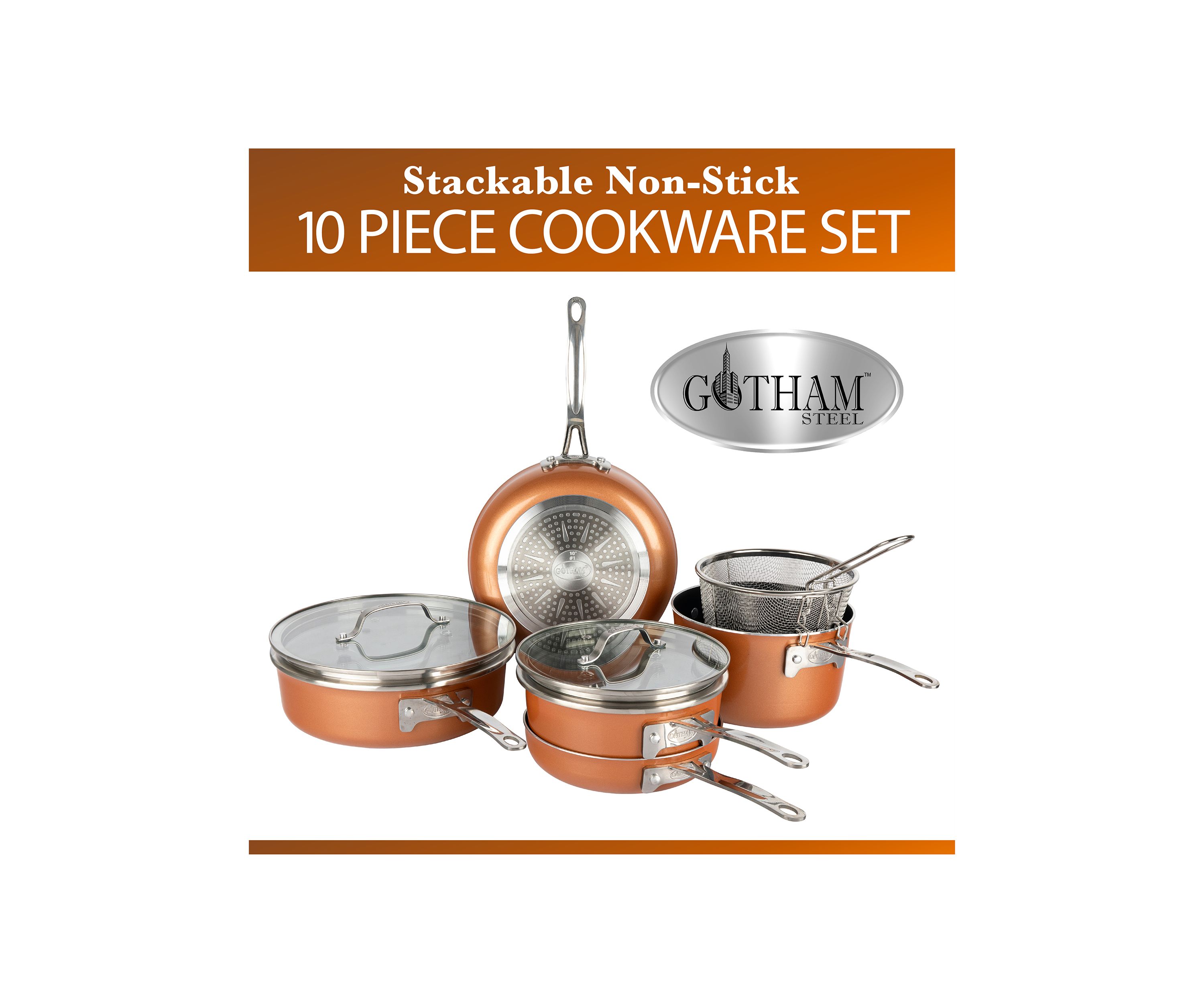 10-Piece Stackmaster Space Saving Stackable Cookware Set