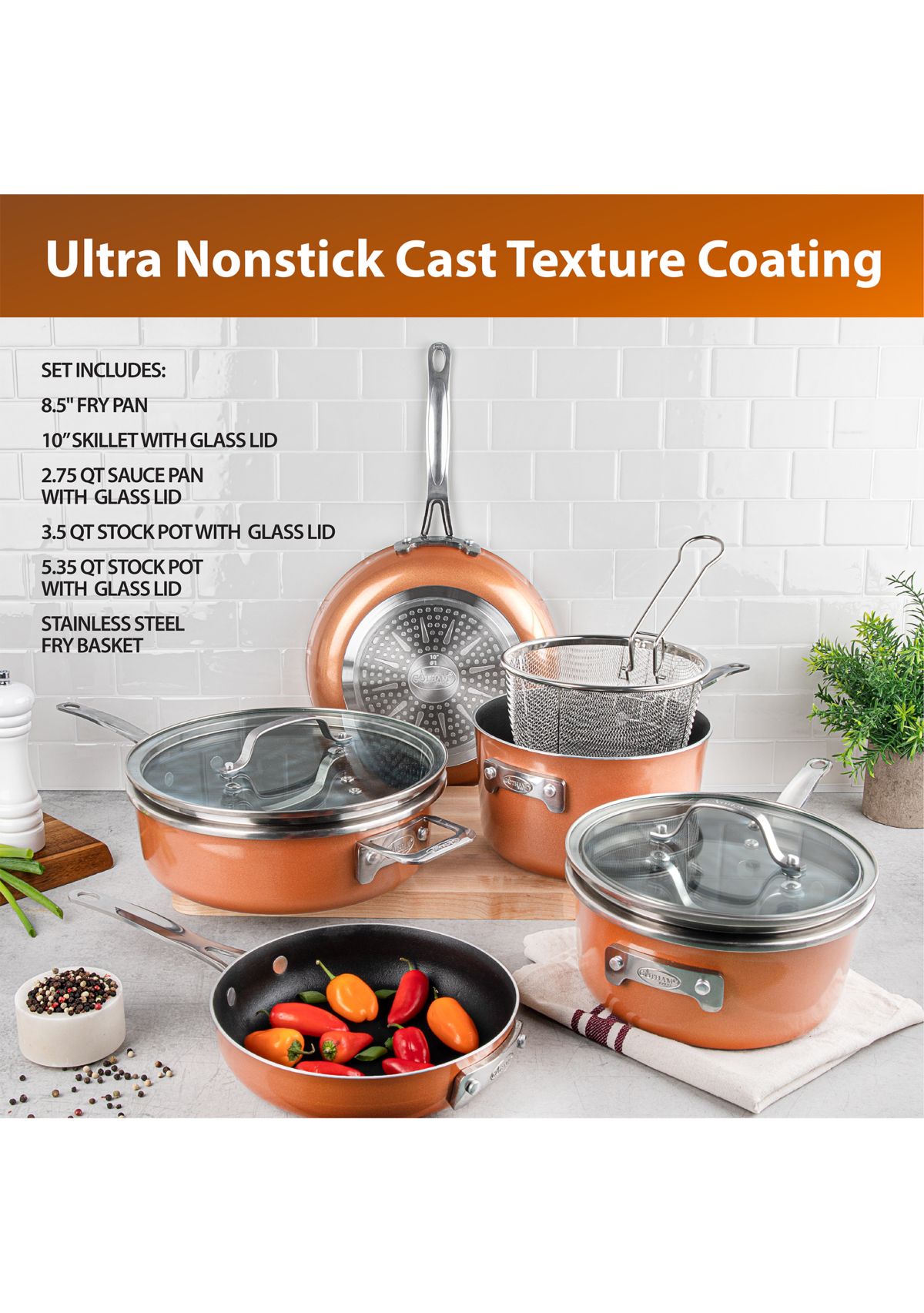 10-Piece Stackmaster Space Saving Stackable Cookware Set