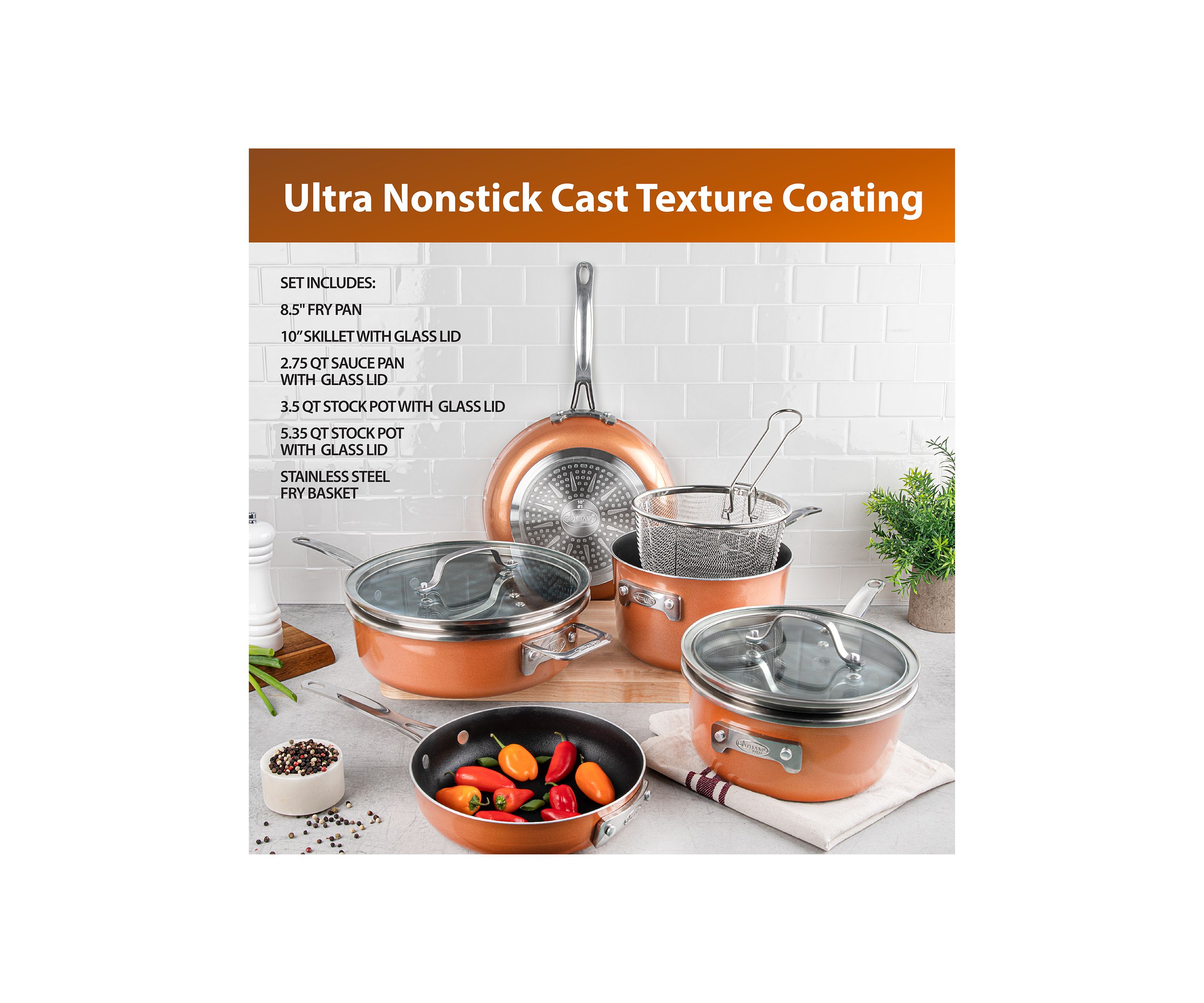 10-Piece Stackmaster Space Saving Stackable Cookware Set
