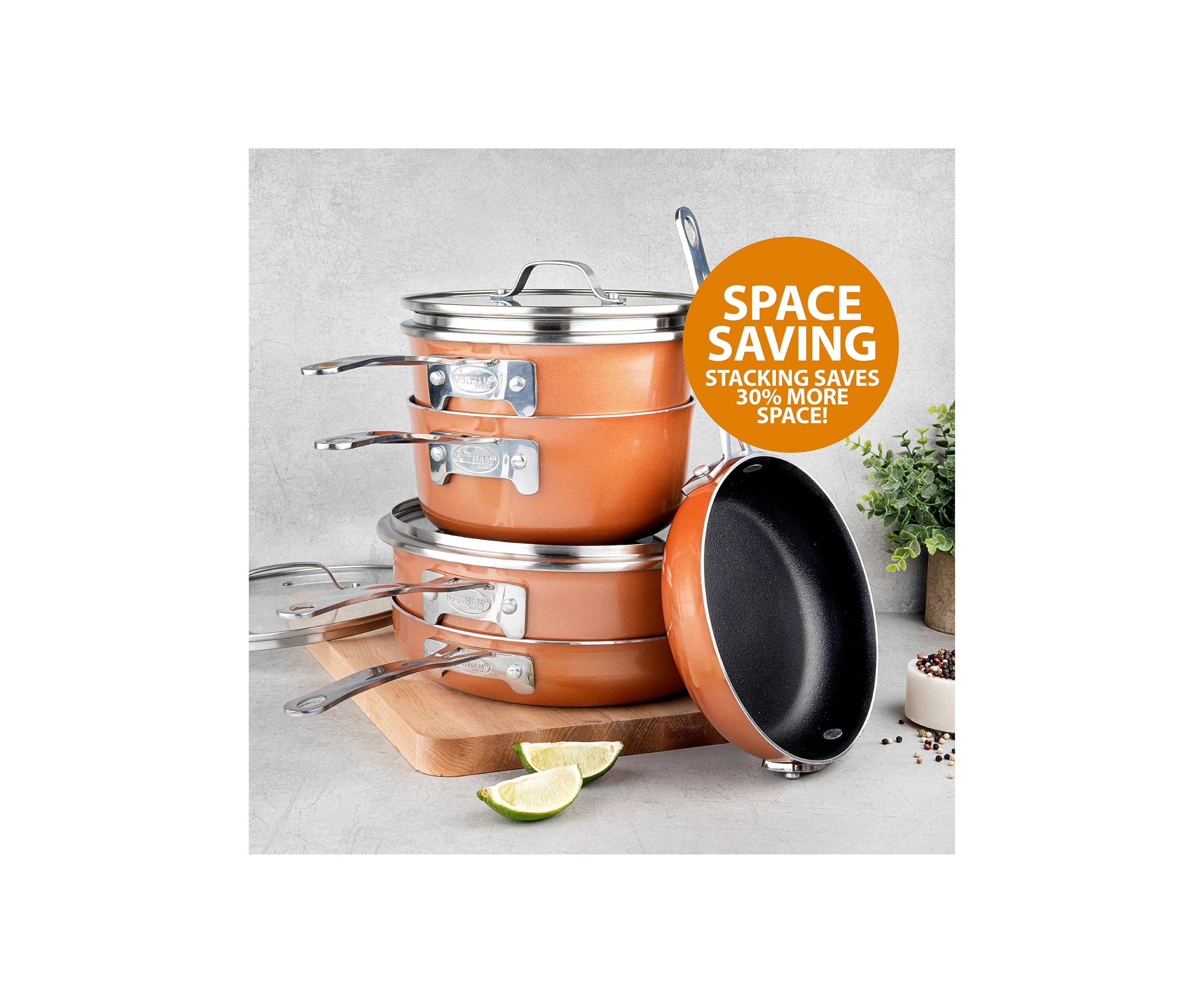 10-Piece Stackmaster Space Saving Stackable Cookware Set