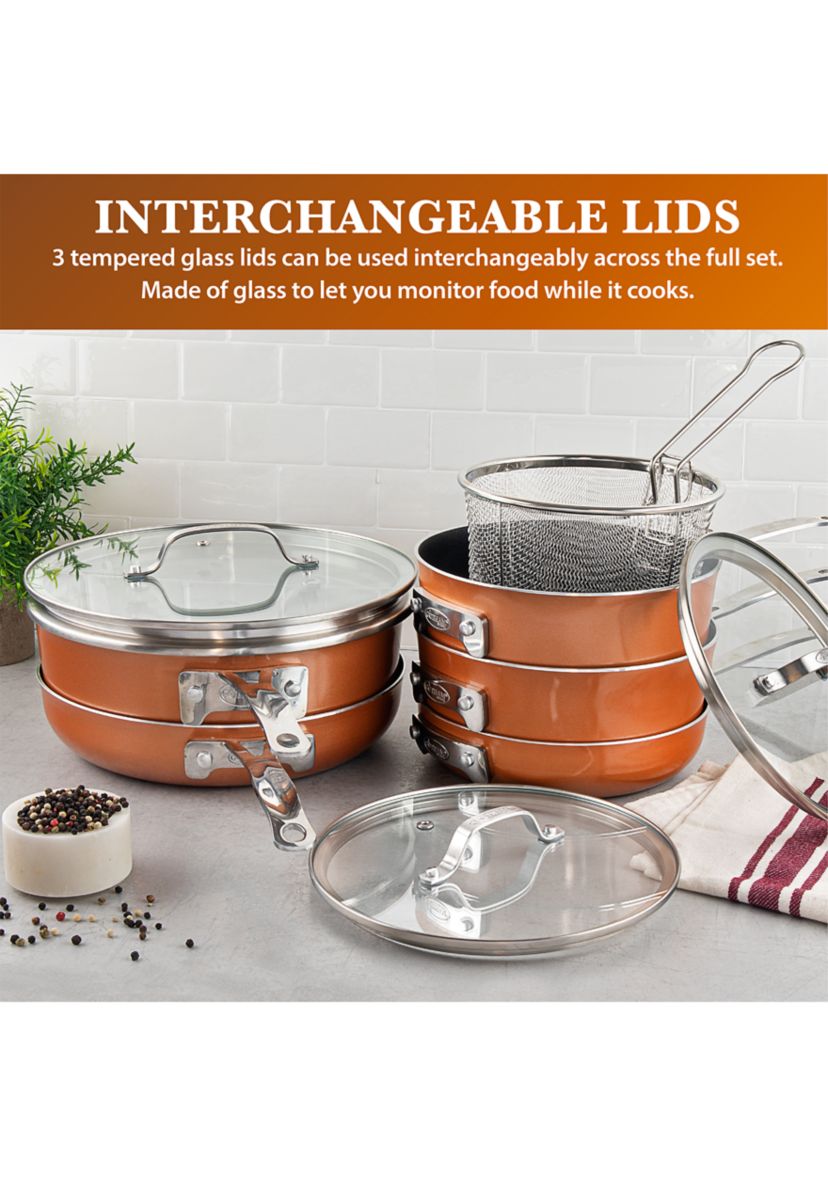 10-Piece Stackmaster Space Saving Stackable Cookware Set