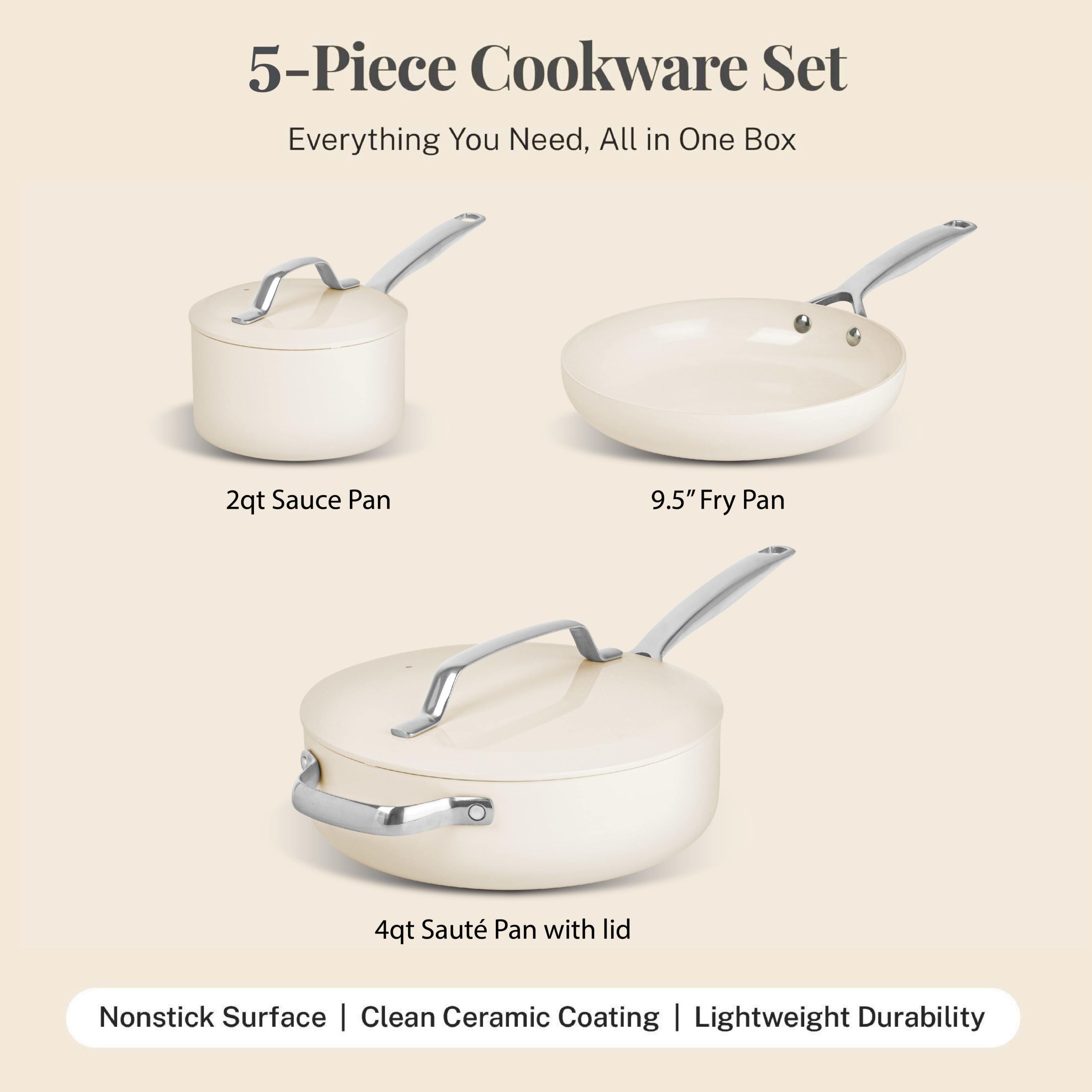 Modern 5-Piece Ultra Performance Ceramic Nonstick Cookware Set