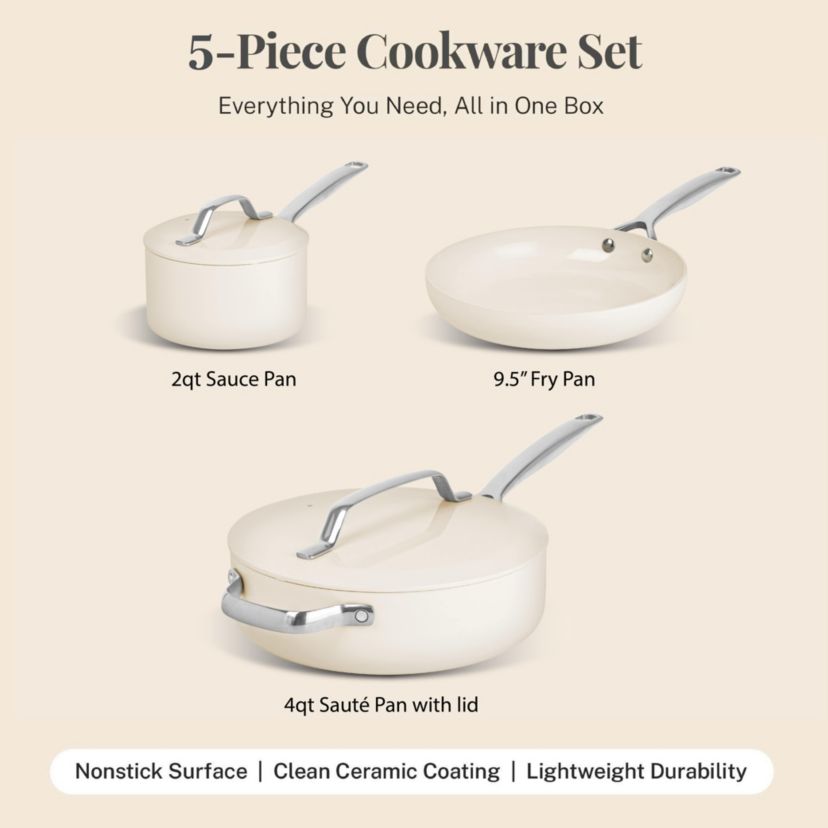 Modern 5-Piece Ultra Performance Ceramic Nonstick Cookware Set