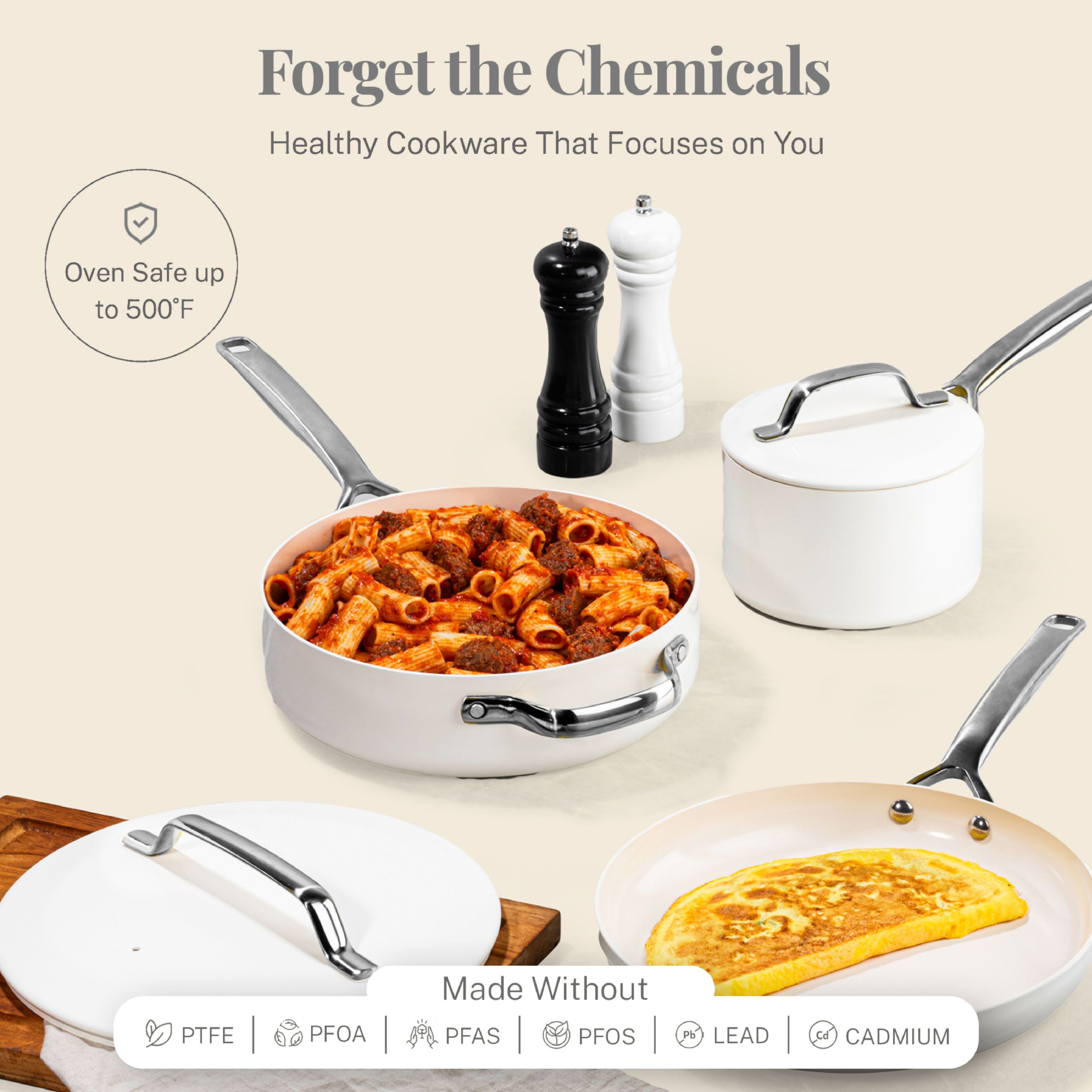 Modern 5-Piece Ultra Performance Ceramic Nonstick Cookware Set