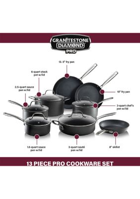 Granite Stone Diamond Professional 13 Piece Aluminum Hard Anodized Diamond And Mineral Coating Ultimate Nonstick Premium Cookware Set Belk