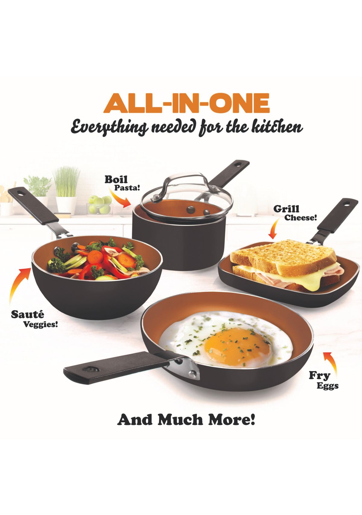 5-Piece Minchi Stackmaster Ti-Ceramic Stackable Cookware Set