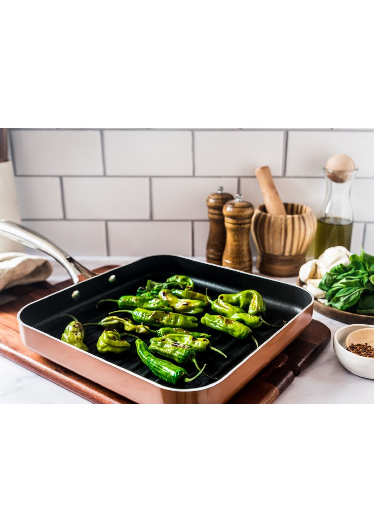 10.5 Inch Copper Cast Textured Nonstick Grill Pan