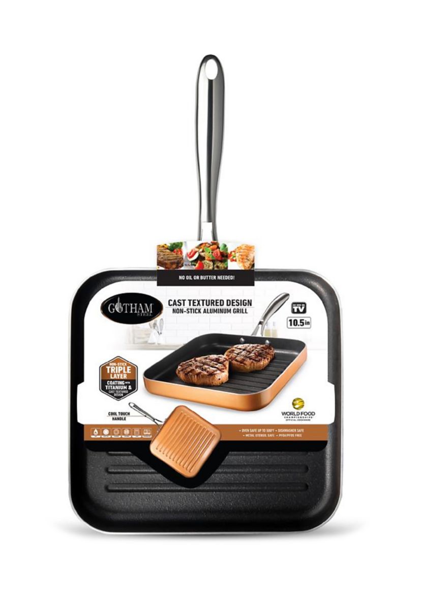 10.5 Inch Copper Cast Textured Nonstick Grill Pan