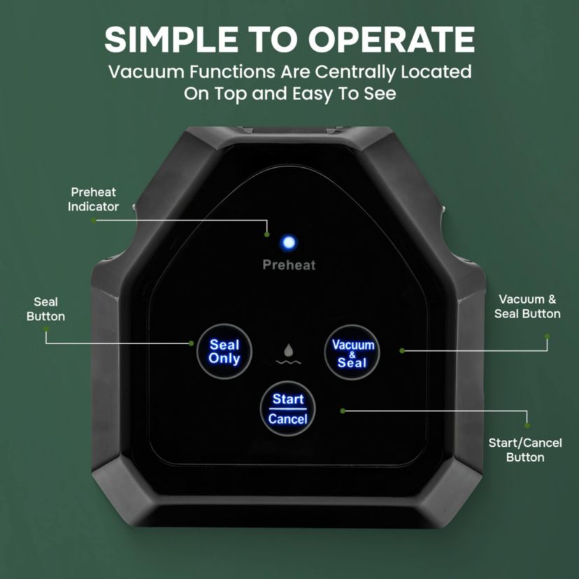 InstaSeal Airtight Double Seal Compact Upright Bag Food Vacuum Sealer with 12-Bags