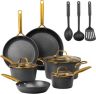 Granitestone Armor Max Gold 14-Piece Hard Anodized Heavy Duty 4-Layer Ultra Release Nonstick Cookware Set