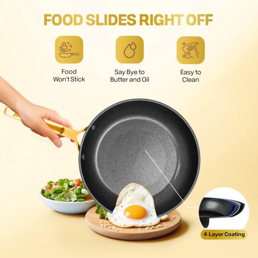 Granitestone Armor Max Gold 10 in. Hard Anodized Heavy Duty 4-Layer Ultra Release Nonstick Frying Pan
