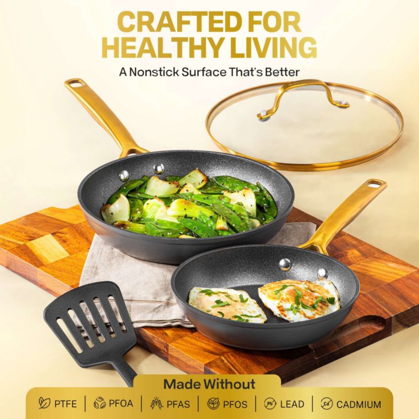 Granitestone Armor Max Gold 4 qt. Hard Anodized Heavy Duty 4-Layer Ultra Release Nonstick Saute Pan