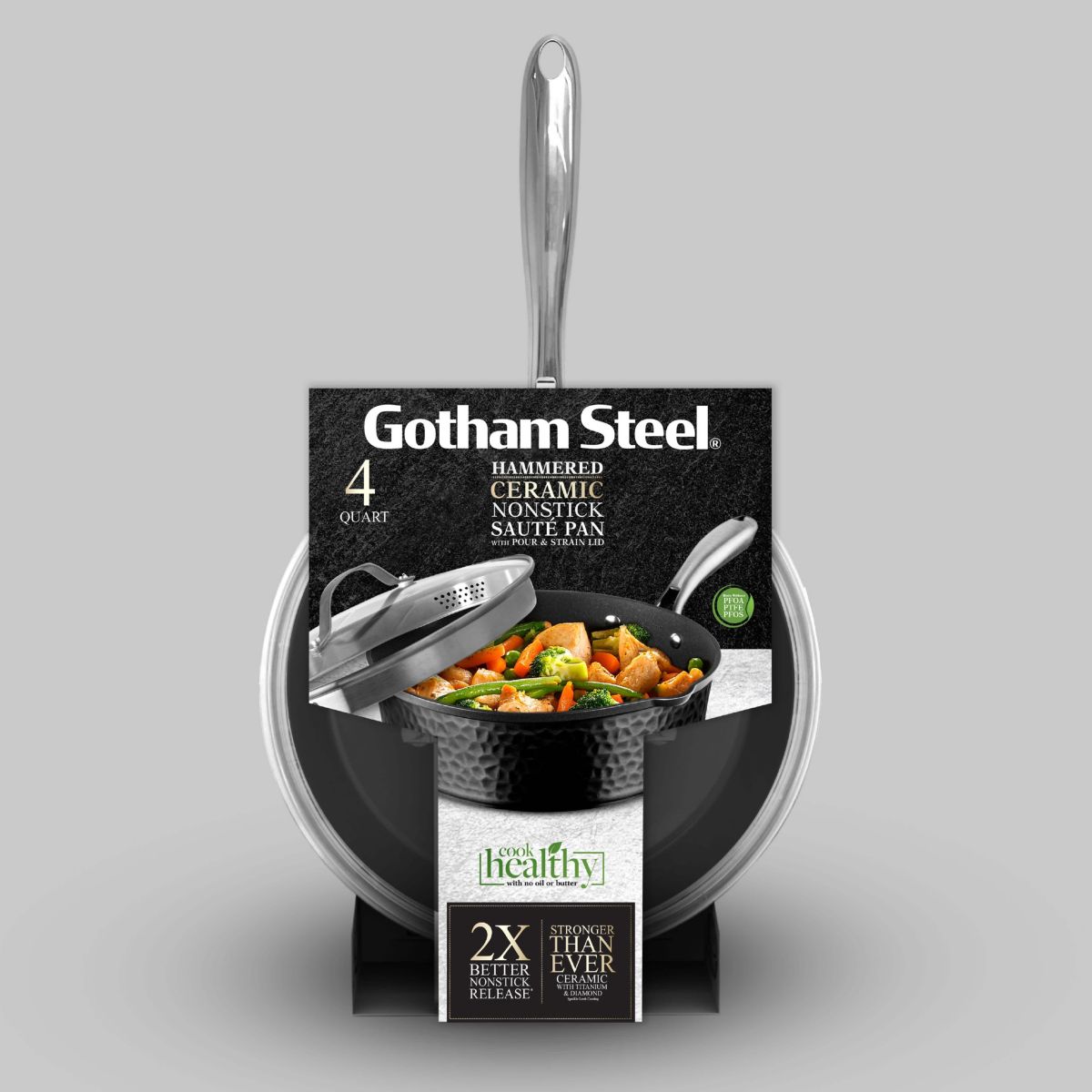 Gotham Steel Hammered Black 4 Qt. Saute Pan