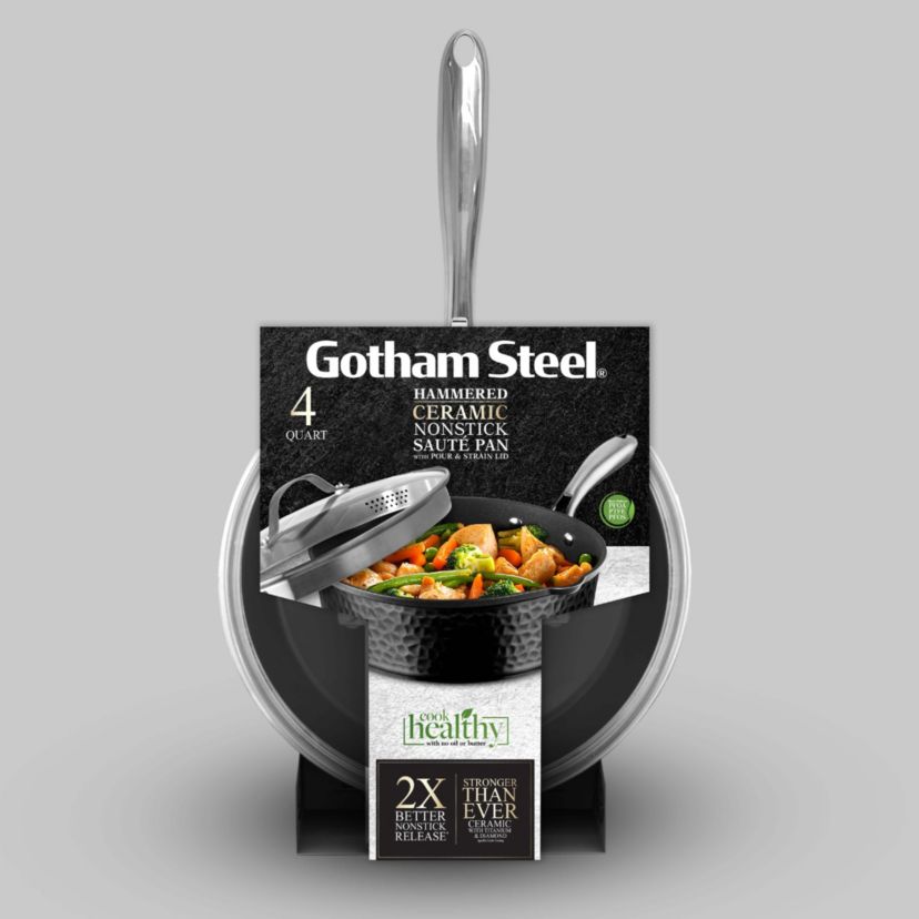 Gotham Steel Hammered Black 4 Qt. Saute Pan