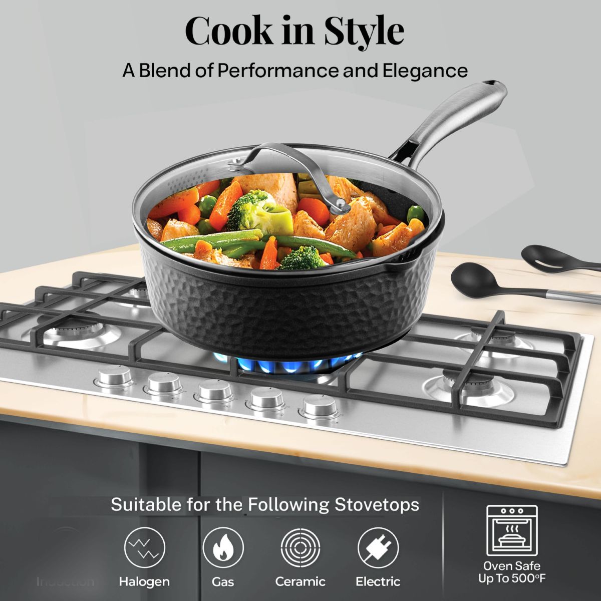 Gotham Steel Hammered Black 4 Qt. Saute Pan