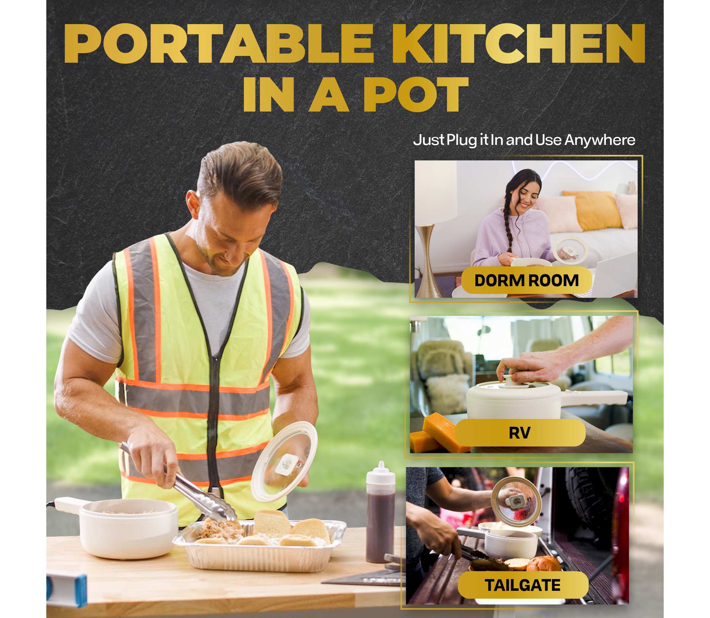 Ceramax 1.6 qt. Portable Ceramic Nonstick Electric Multi-Cooker Cooking Pot with Food Steamer