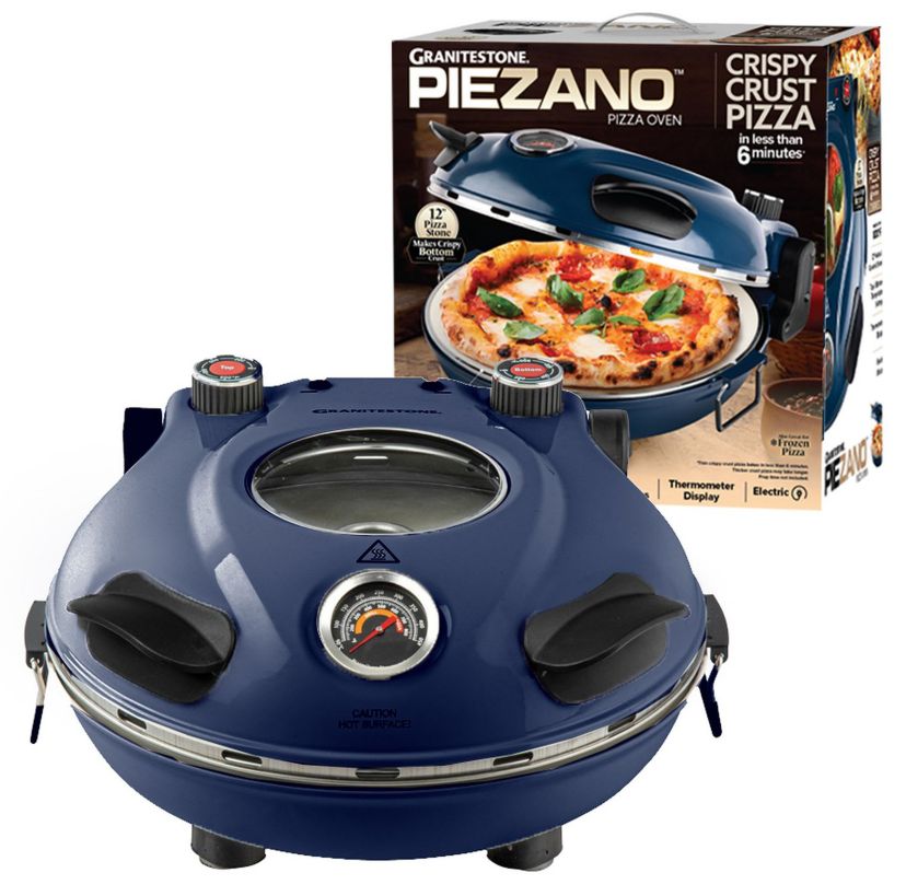 Piezano 12 in. Portable Countertop Stone Bake Indoor Grill Electric Oven Pizza Maker