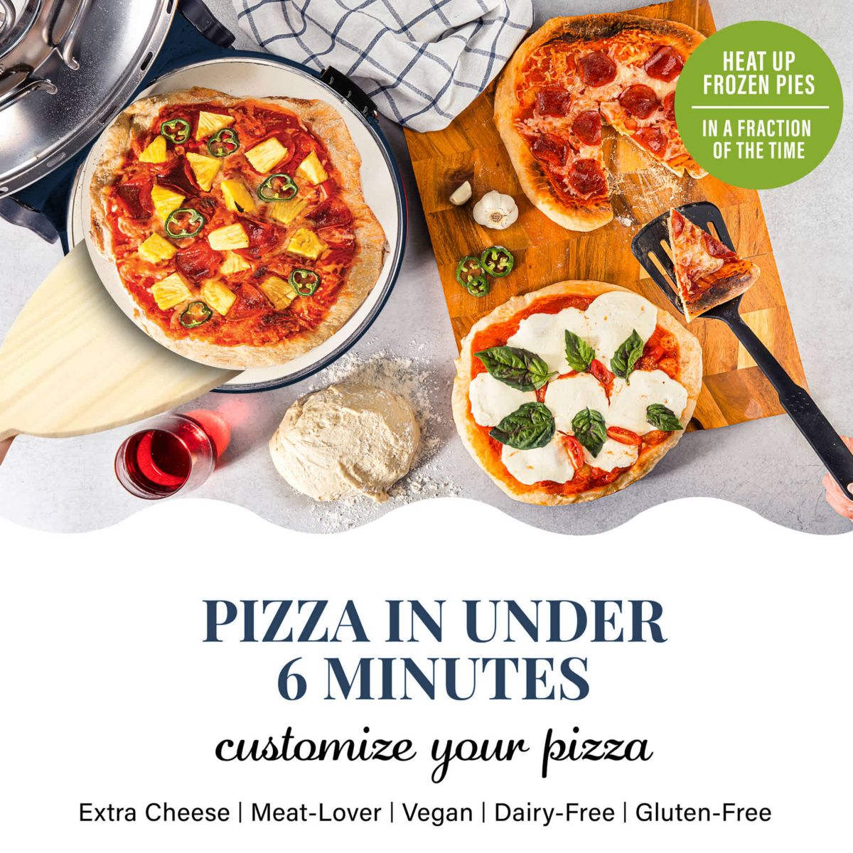 Piezano 12 in. Portable Countertop Stone Bake Indoor Grill Electric Oven Pizza Maker