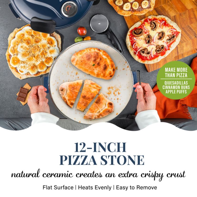 Piezano 12 in. Portable Countertop Stone Bake Indoor Grill Electric Oven Pizza Maker