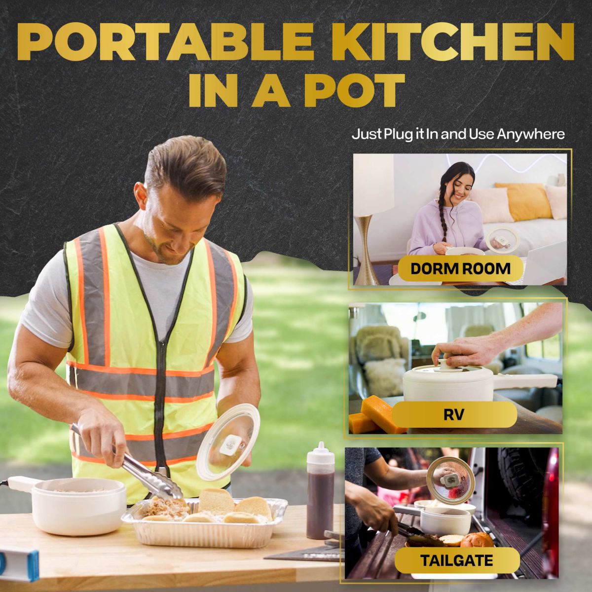 Ceramax 2.6 qt. Portable Ceramic Nonstick Electric Multi-Cooker Cooking Pot with Food Steamer