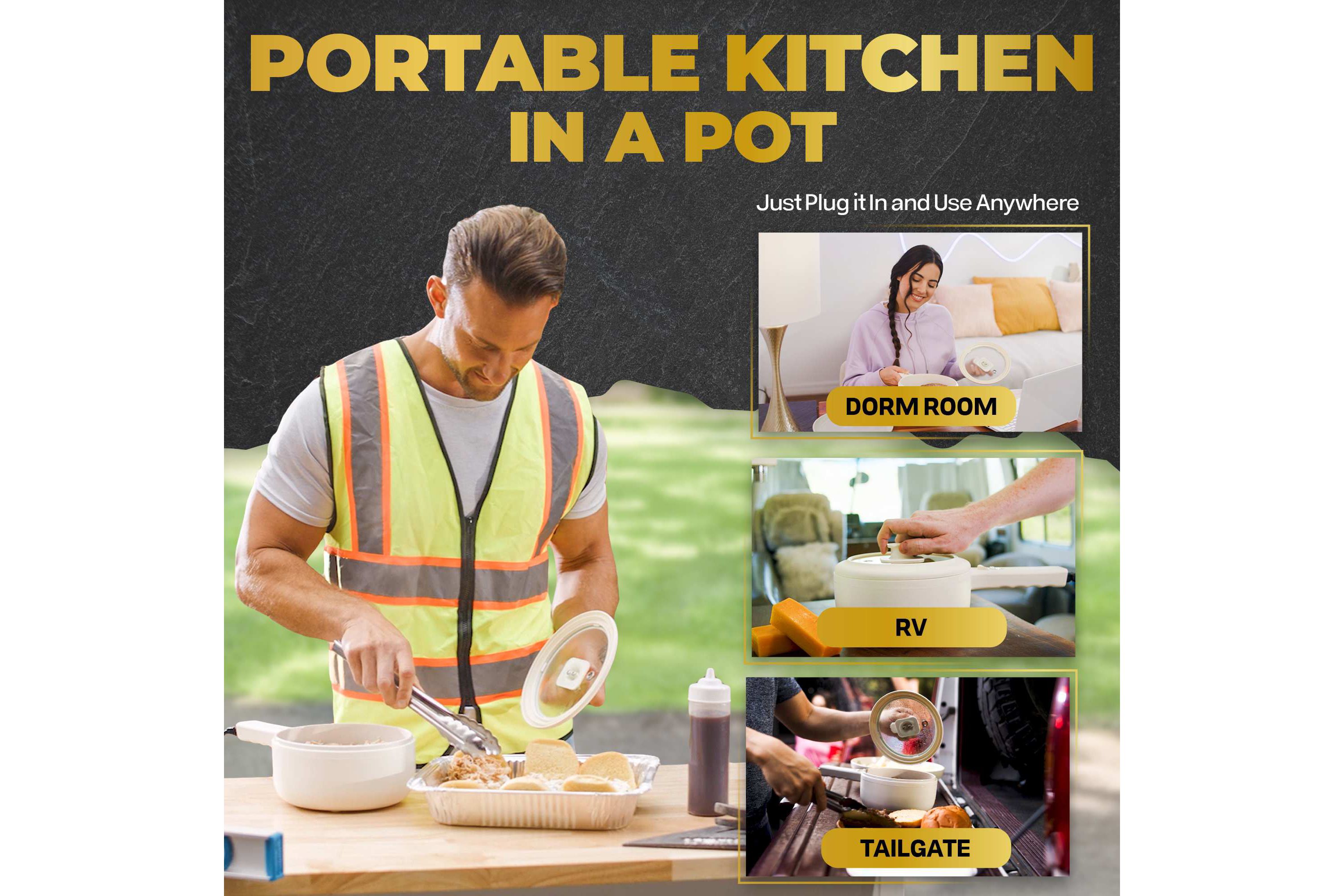 Ceramax 2.6 qt. Portable Ceramic Nonstick Electric Multi-Cooker Cooking Pot with Food Steamer