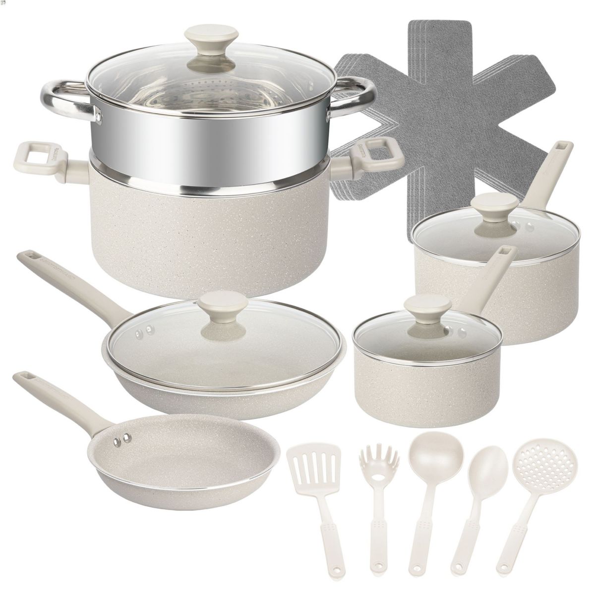 Desert Collection 20-Piece Nonstick Cookware Set with Utensils