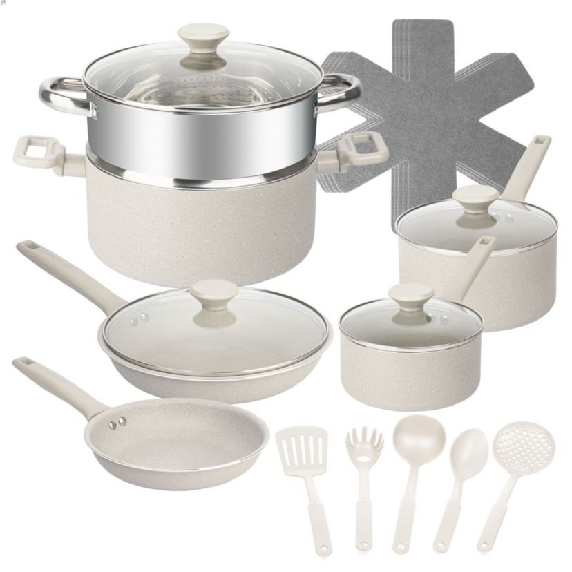 Desert Collection 20-Piece Nonstick Cookware Set with Utensils